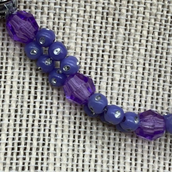 Hummingbird Toggle Bracelet 8 In Purple Silver Flowers Sparkle Faceted Retro - Picture 5 of 11